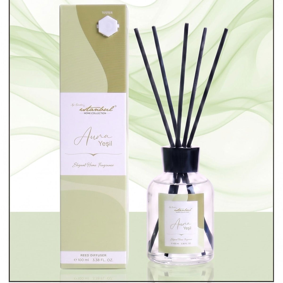 Aura Bambu Çubuklu Oda Kokusu 100 ml - Yeşil - İyi Geceler İstanbul