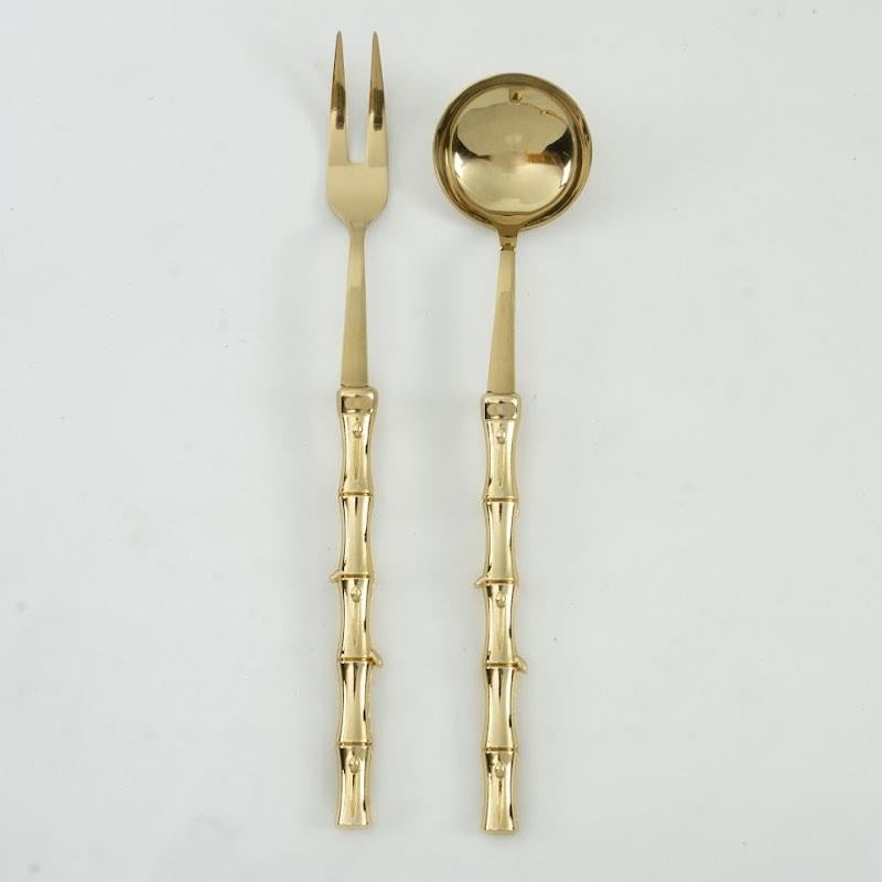 Bambu 2 Parça Et Çatalı ve Sos Kepçesi Seti Titanyum - şık-mutfak-servis-gereçleri-bambu-antik-et-çatalı-sos-kepçesi