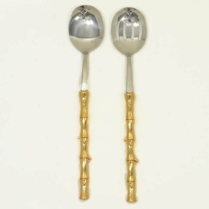 Bambu 2 Parça Salata Seti Altın - bambu-altın-2-parça-salata-servis-seti