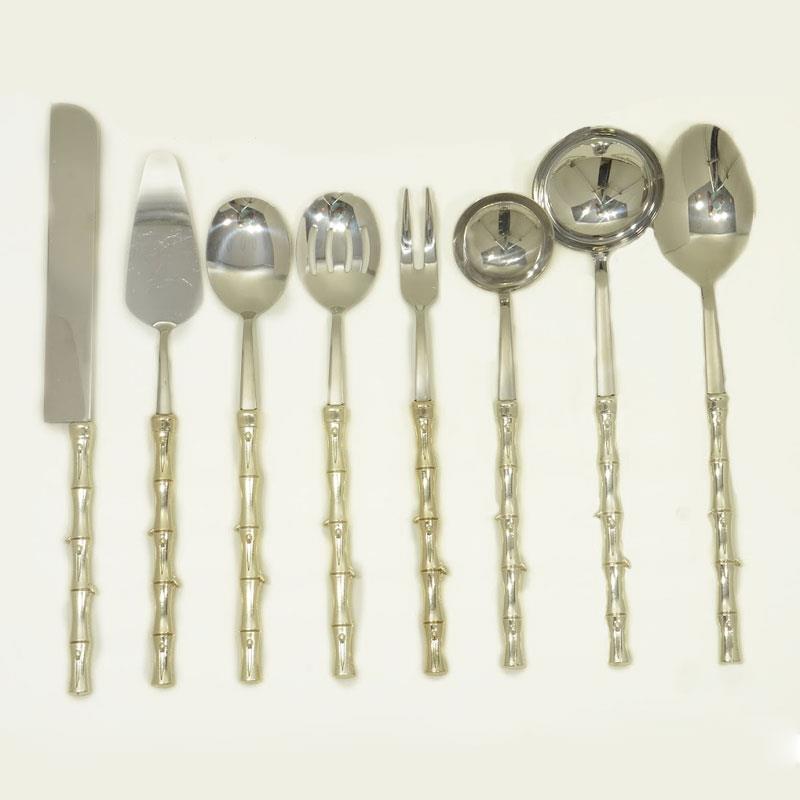 Bambu 8 Parça Servis Seti Gümüş - geniş-kapsamlı-yemek-servis-seti-gümüş-tasarım