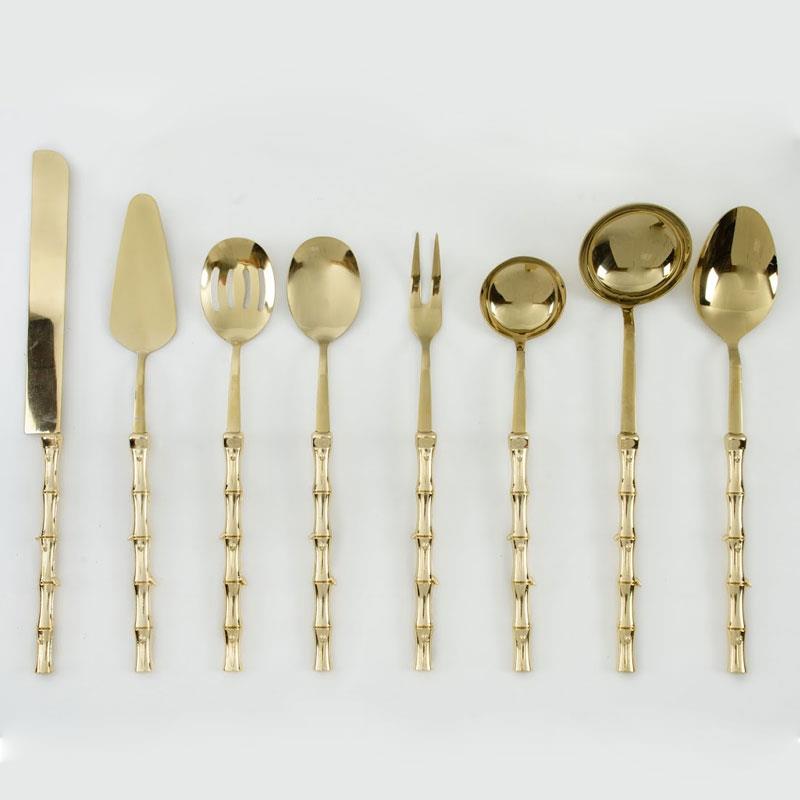 Bambu 8 Parça Servis Seti Titanyum - titanyum-rengi-kapsamlı-mutfak-servis-takımı-bambu-saplı
