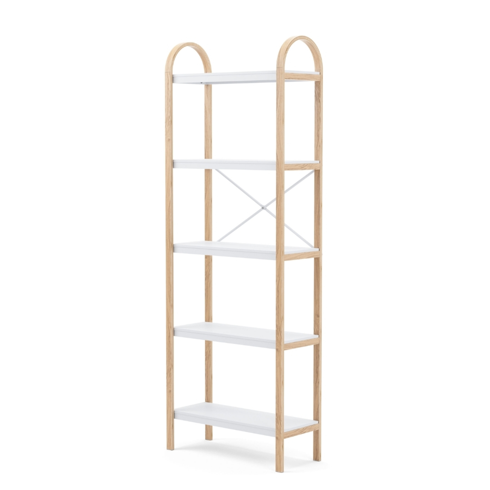 Bellwood 5 Katlı Raf Elbise Askılığı Beyaz/Doğal 170x61 cm