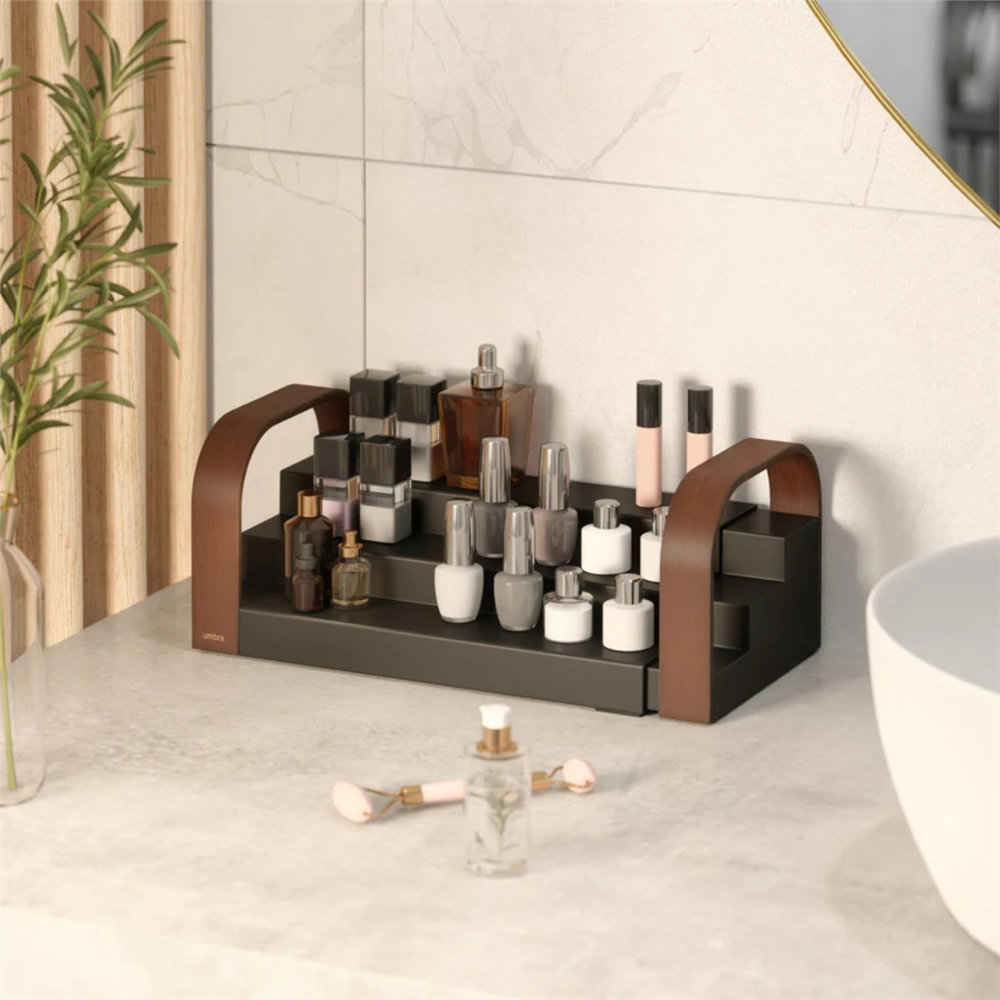 Bellwood Üç Katlı Baharat Rafı Siyah/Ceviz Renk