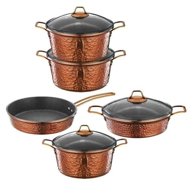 Brioni Copper 9 Parça Tencere Seti Bakır