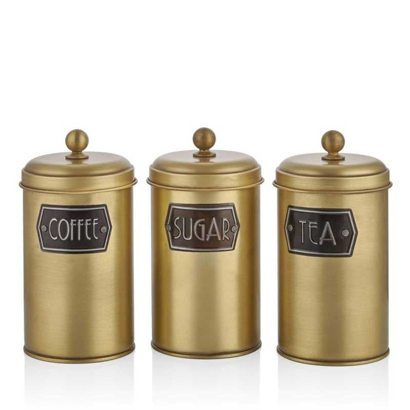 Çay Şeker Kahve Kavanozu Altın Büyük Boy - The Mia