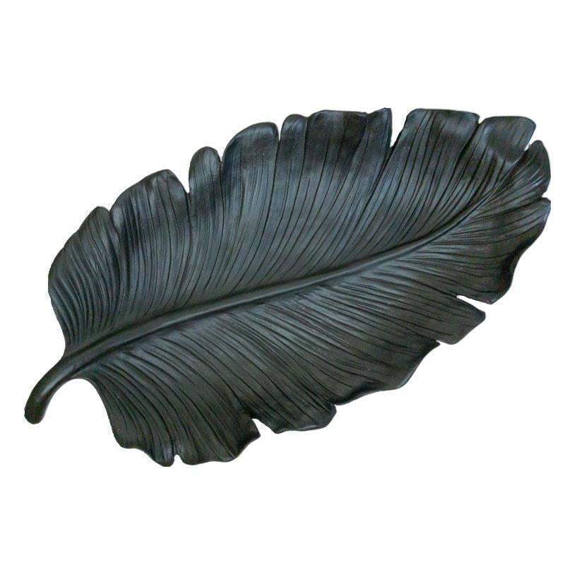 Dekoratif 55 cm Yaprak Tabak Siyah