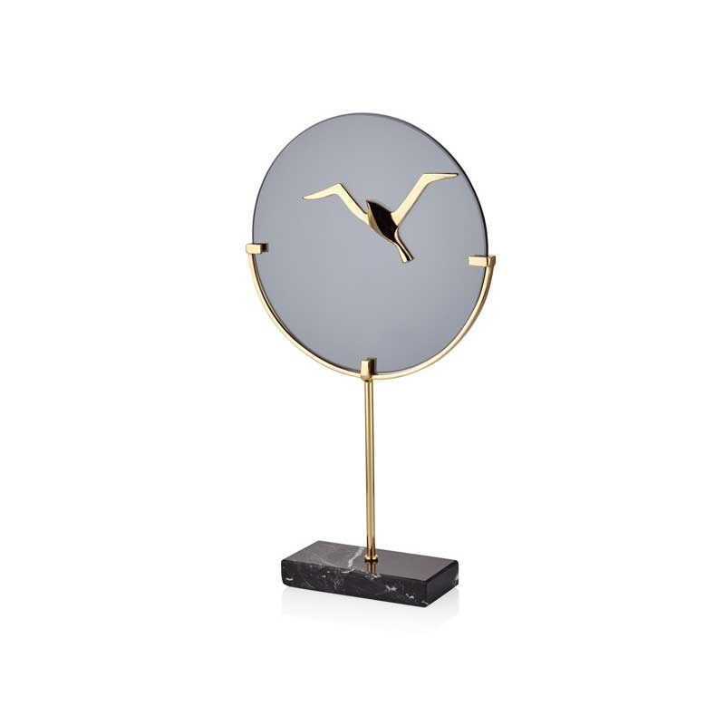 Dekoratif Cam Disk Gold Füme Kuşlu