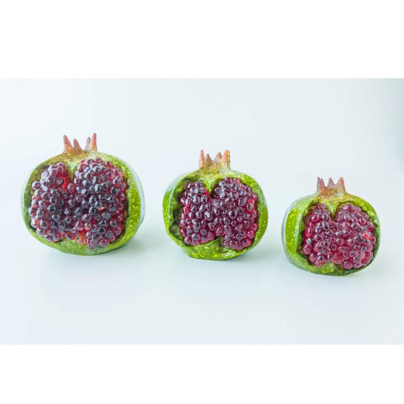 Dekoratif Patlak Nar 3lü Set Yeşil
