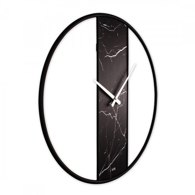 Demre Siyah Mermer Desen Metal Duvar Saati