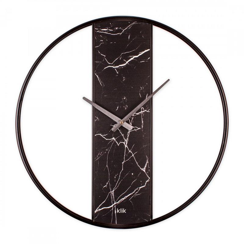 Demre Siyah Mermer Desen Metal Duvar Saati