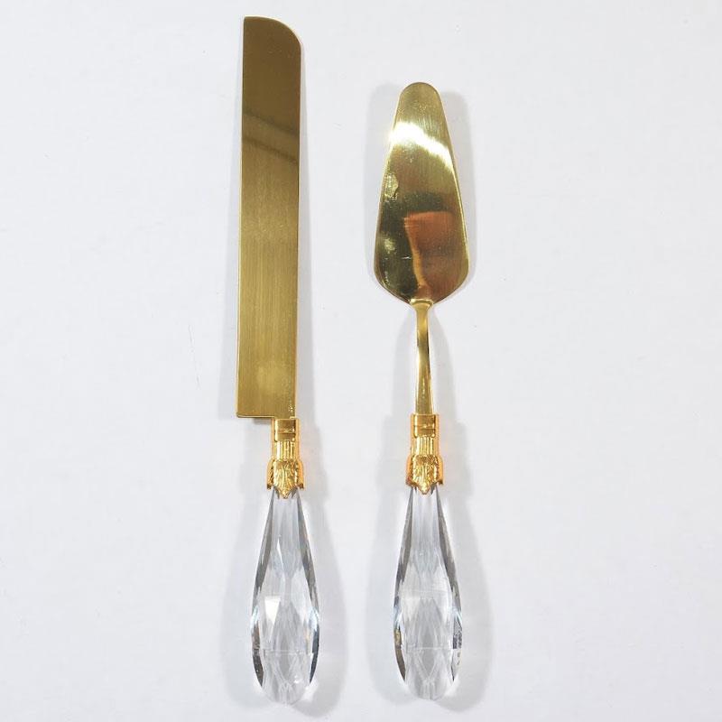 Diamond 2 Parça Pasta Servis Seti Altın Titanyum - Çamlıca Home