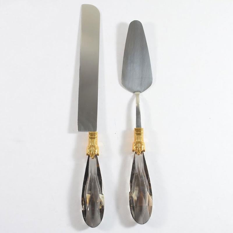 Diamond 2 Parça Pasta Servis Seti Füme Gümüş - Çamlıca Home