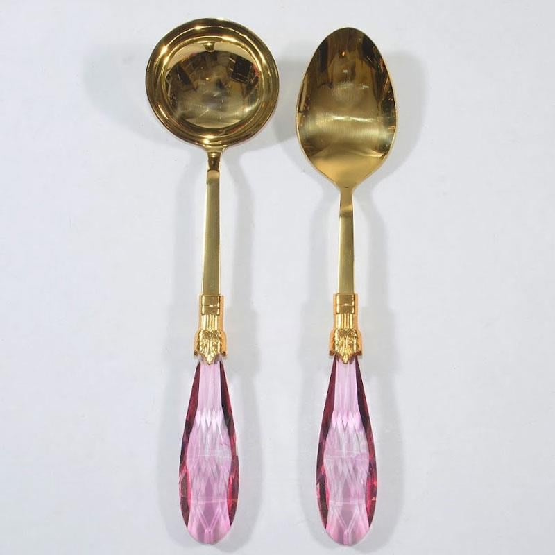 Diamond 2 Parça Pilav Kaşığı ve Çorba Kepçesi Seti Pembe Altın - Çamlıca Home