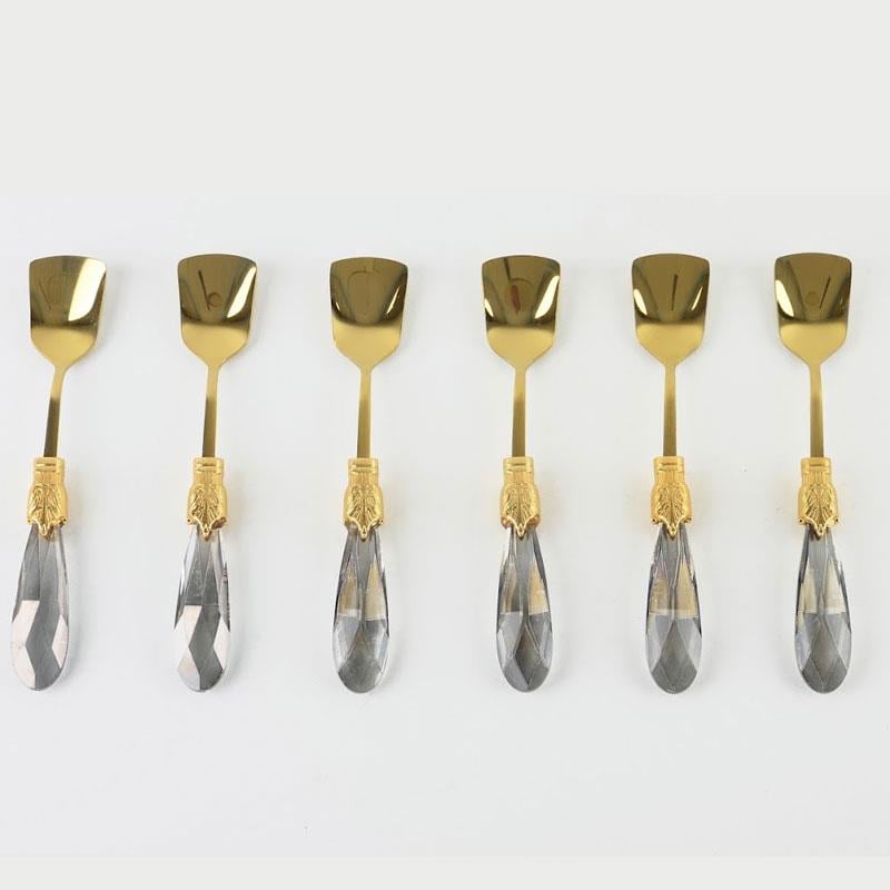 Diamond 6 Parça Tatlı ve Dondurma Kaşığı Füme Titanyum - Çamlıca Home