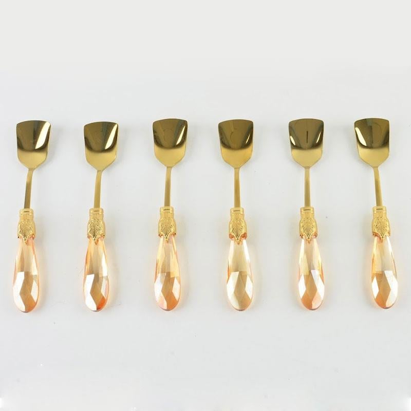 Diamond 6 Parça Amber Titanyum Kristal Saplı Dondurma Kaşığı - Çamlıca Home