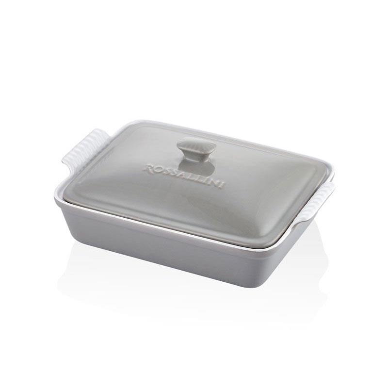 Dikdörtgen Kapaklı Fırın Kabı Gri 33x23x7 cm - Rossallini Life