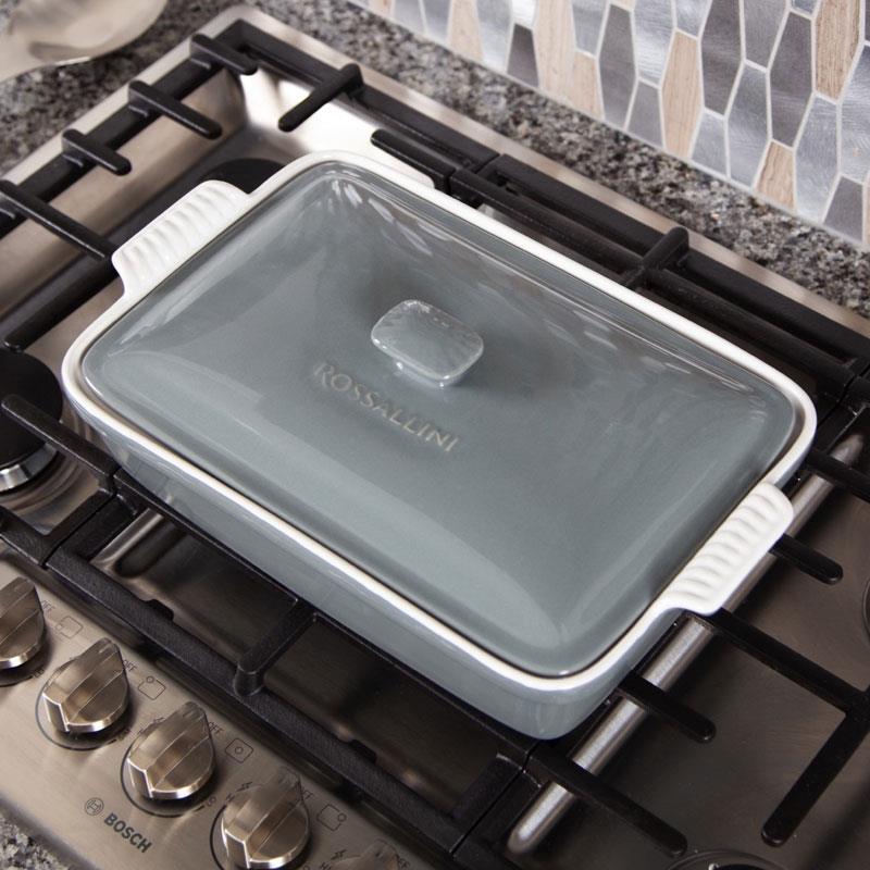 Dikdörtgen Kapaklı Fırın Kabı Gri 38x23x8,5 cm
