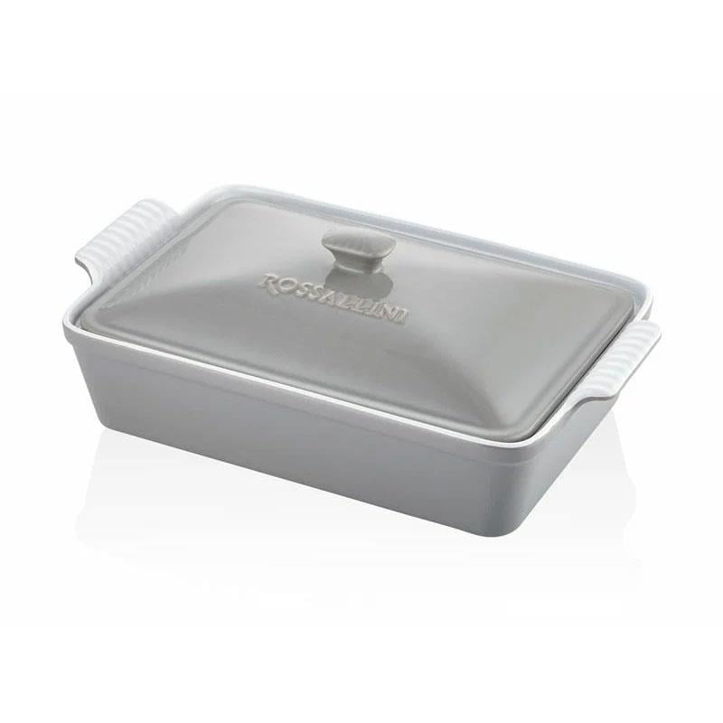 Dikdörtgen Kapaklı Fırın Kabı Gri 38x23x8,5 cm
