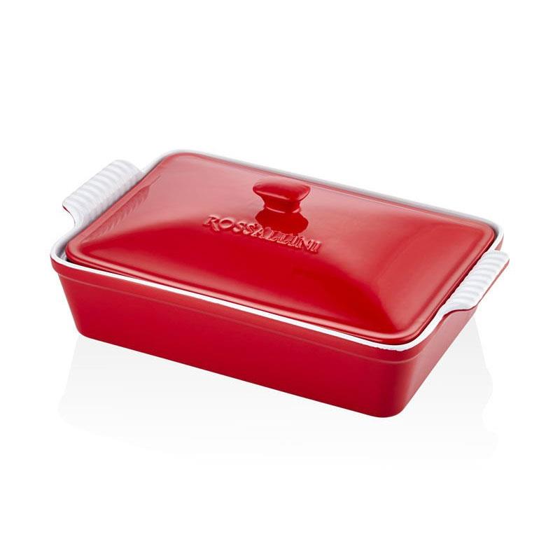 Dikdörtgen Kapaklı Fırın Kabı Kırmızı 38x23x8,5 cm