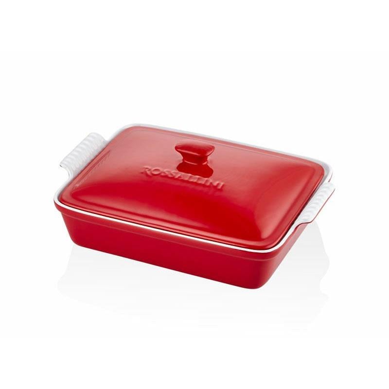 Dikdörtgen Kapaklı Fırın Kabı Kırmızı 33x23x7 cm - Rossallini Life