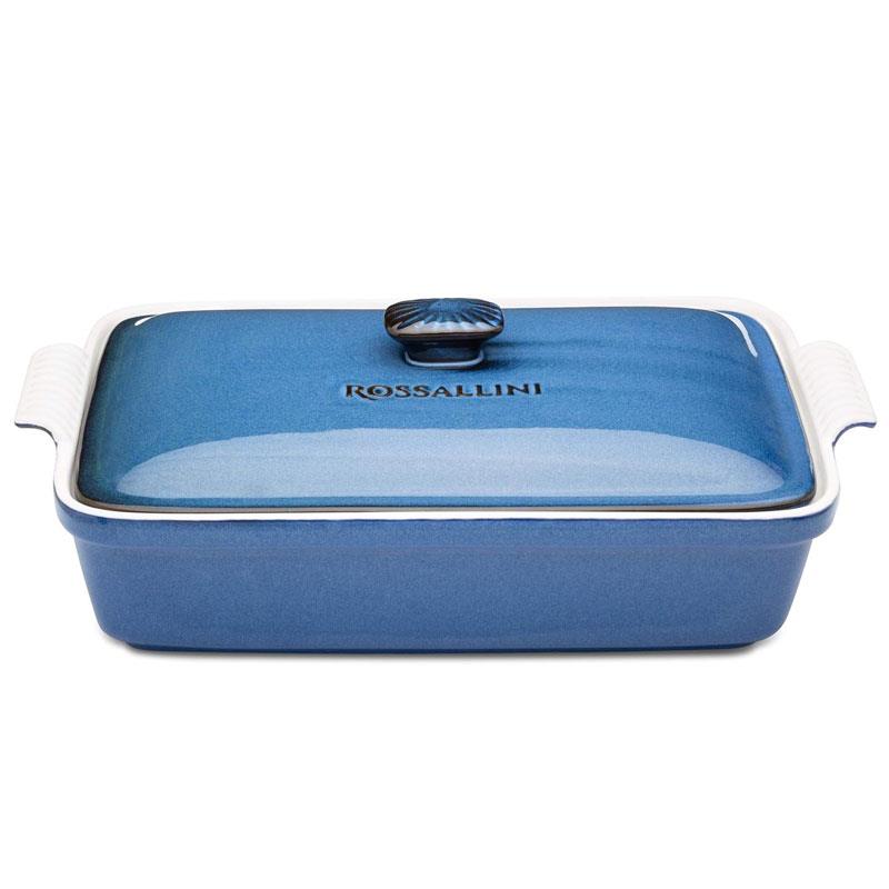 Dikdörtgen Kapaklı Fırın Kabı Mavi 38x23x8,5 cm
