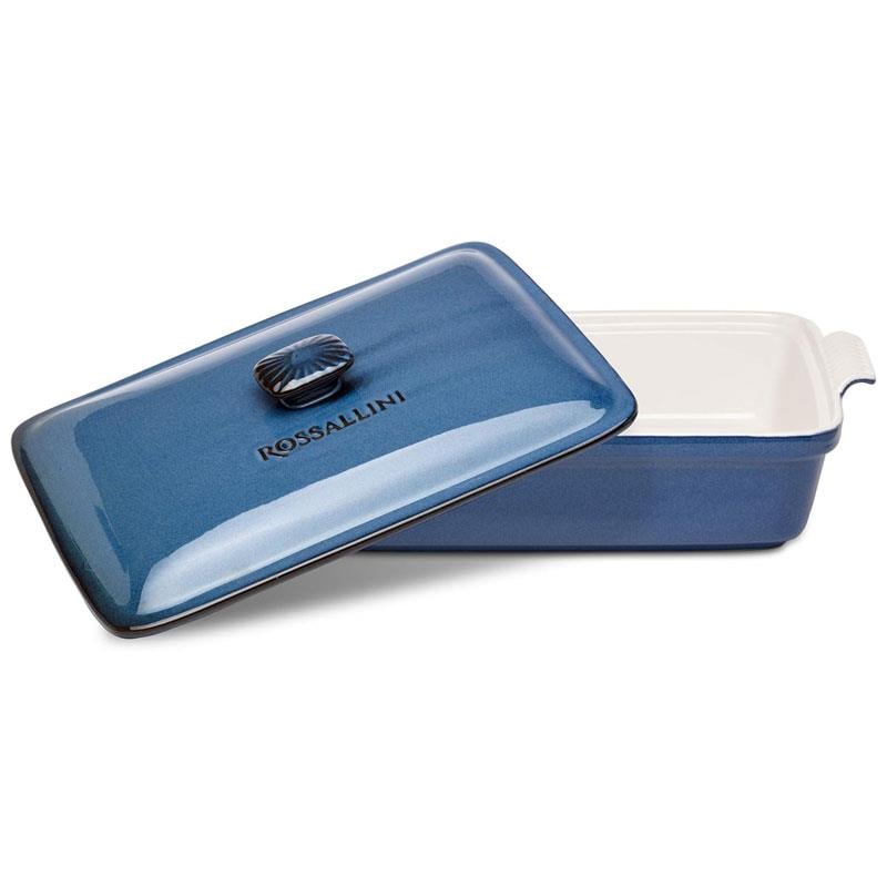 Dikdörtgen Kapaklı Fırın Kabı Mavi 38x23x8,5 cm