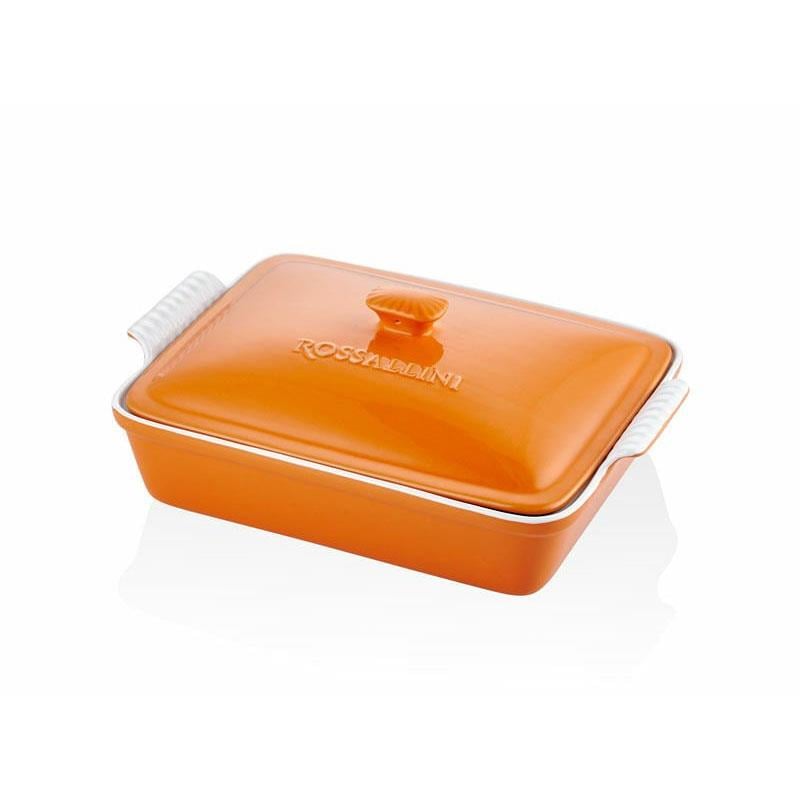 Dikdörtgen Kapaklı Fırın Kabı Turuncu 33x23x7 cm - Rossallini Life