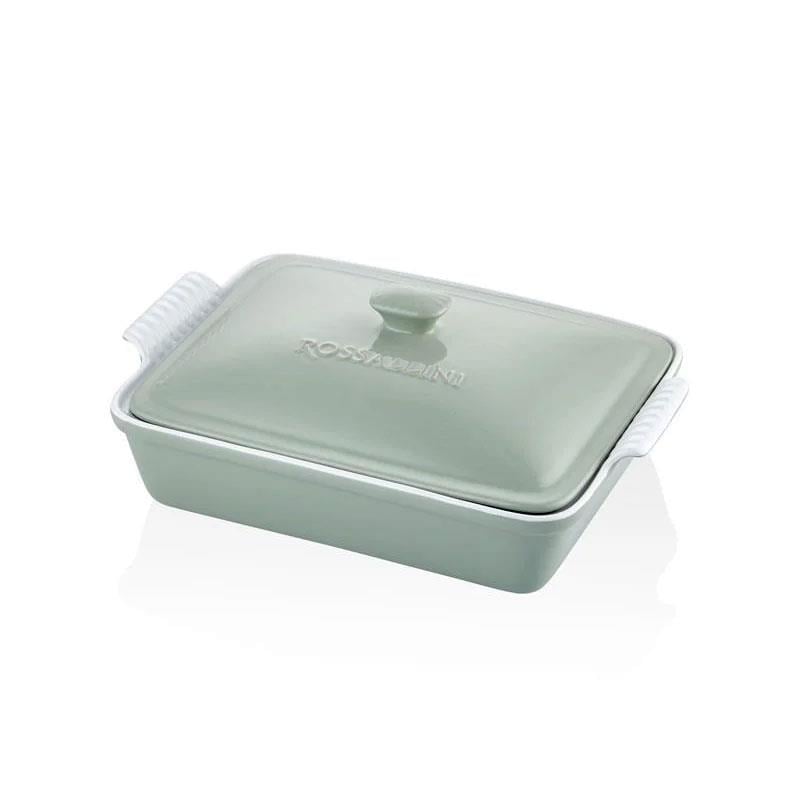 Dikdörtgen Kapaklı Fırın Kabı Yeşil 33x23x7 cm - Rossallini Life