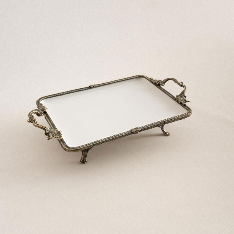 Emayra Dikdörtgen Kulplu Porselen Sunum Tabağı 30x22 cm