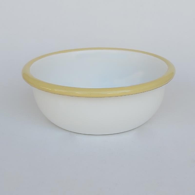 Emayra Emaye Kase 12 cm | Beyaz Kordon Sarı