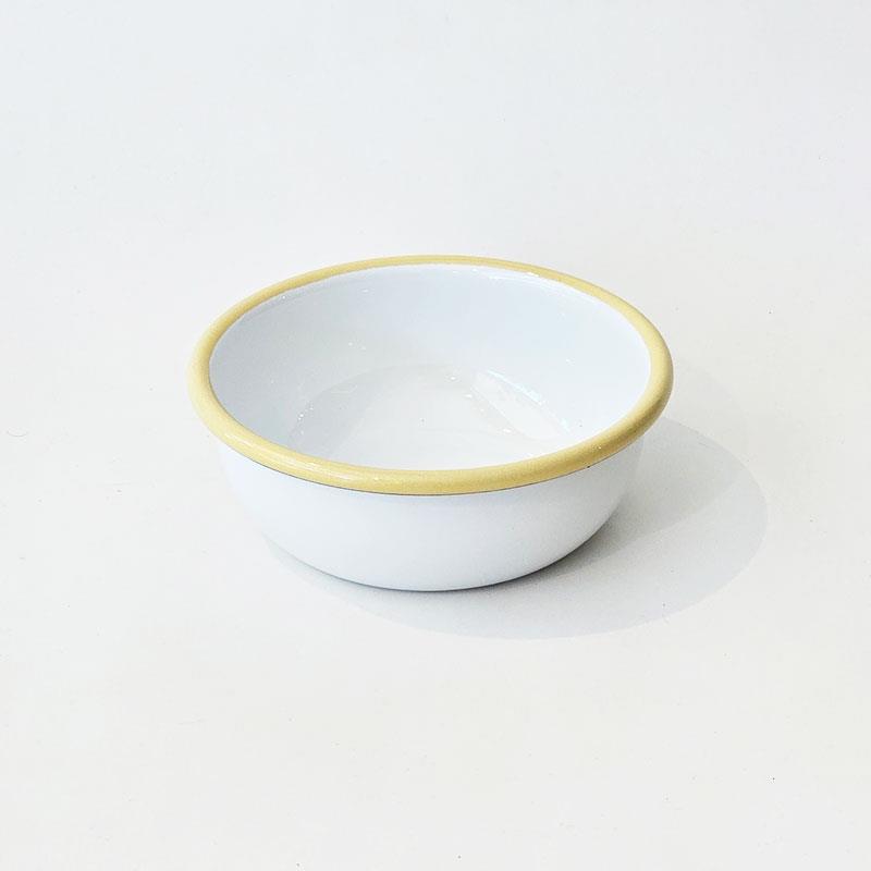Emayra Emaye Kase 12 cm | Beyaz Kordon Sarı