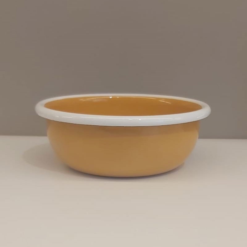 Emaye 12 cm Kase Oksit Sarı Beyaz Kordon - Emayeci