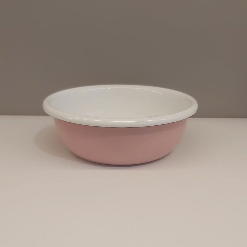 Emayra Emaye Kase 12 cm | Pembe İç Beyaz