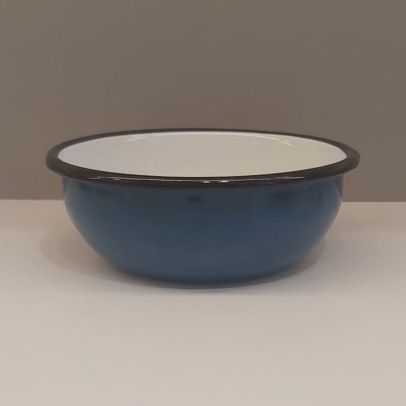 Emaye 14 cm Kase Petrol Yeşili-Beyaz/Siyah Kordonlu - Emayeci