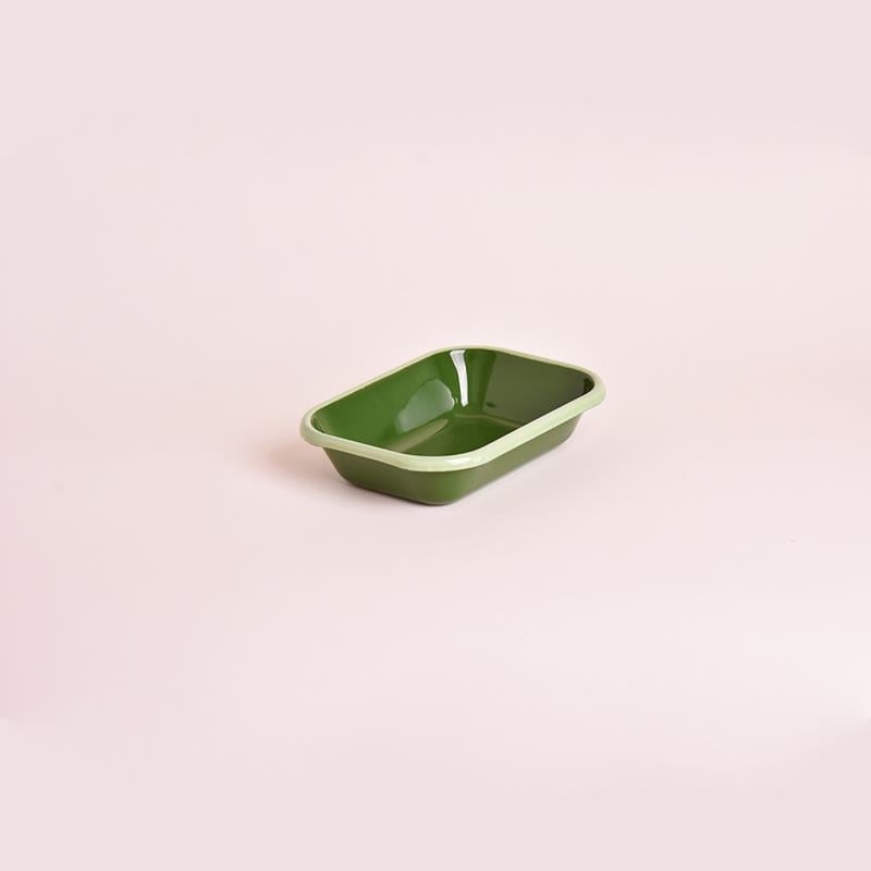 Emaye 16x11 cm Meze Tabağı Asker Yeşili- Nil Yeşili