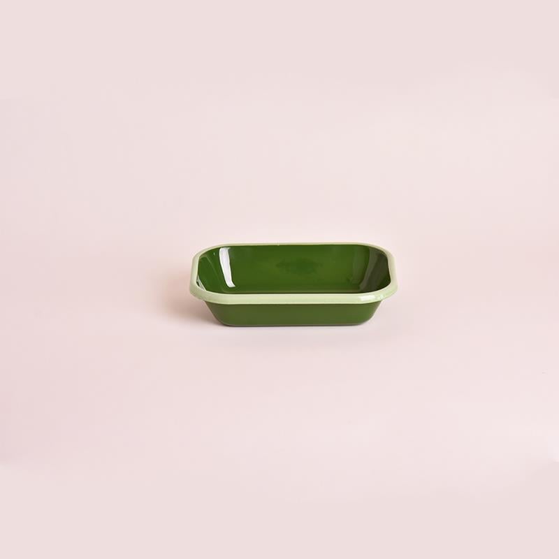 Emaye 16x11 cm Meze Tabağı Asker Yeşili- Nil Yeşili