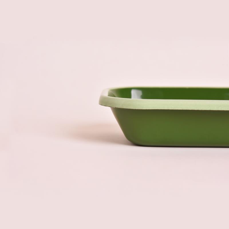 Emaye 16x11 cm Meze Tabağı Asker Yeşili- Nil Yeşili