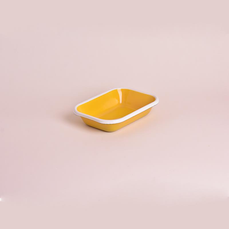 Emaye 16x11 cm Meze Tabağı Sarı-Kordon Beyaz