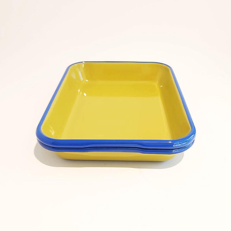 Emaye 2li Meze Tabağı F. Yeşil Kobalt 27 x 19 cm