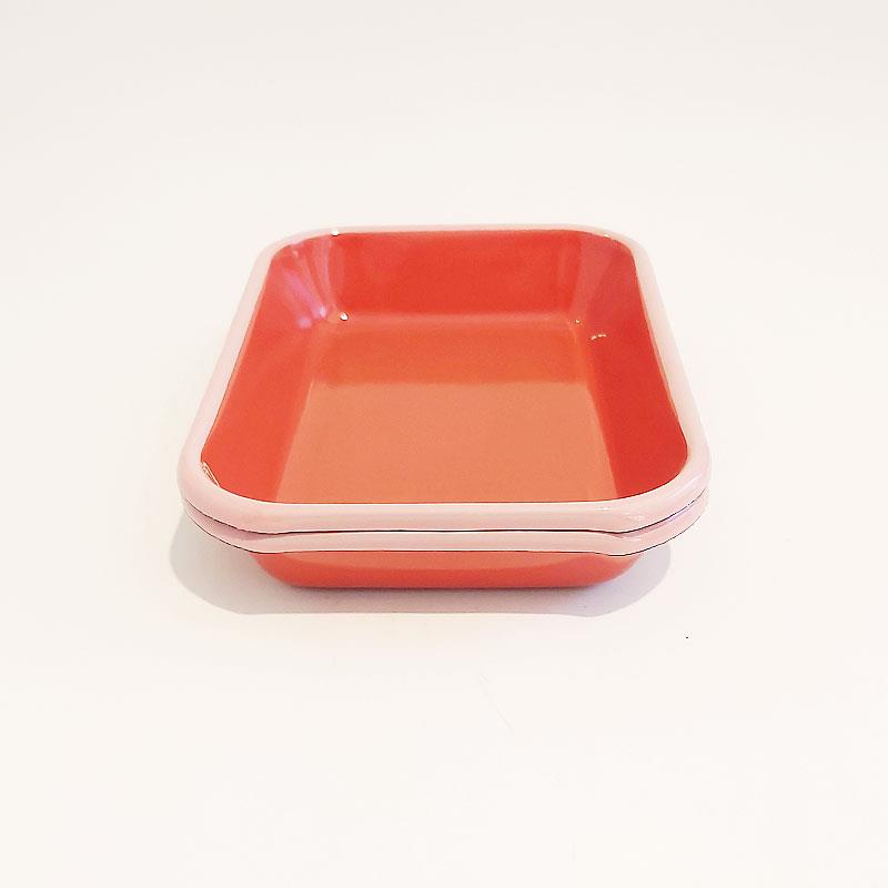 Emaye 22x16 cm 2li Meze Tabağı Seti Kiremit - K. Pembe