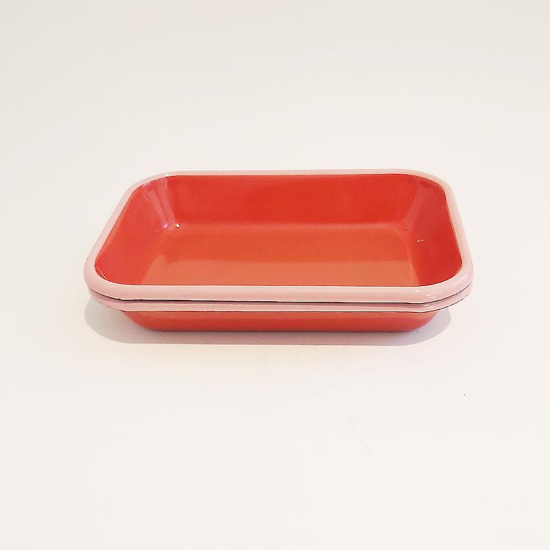 Emaye 22x16 cm 2li Meze Tabağı Seti Kiremit - K. Pembe