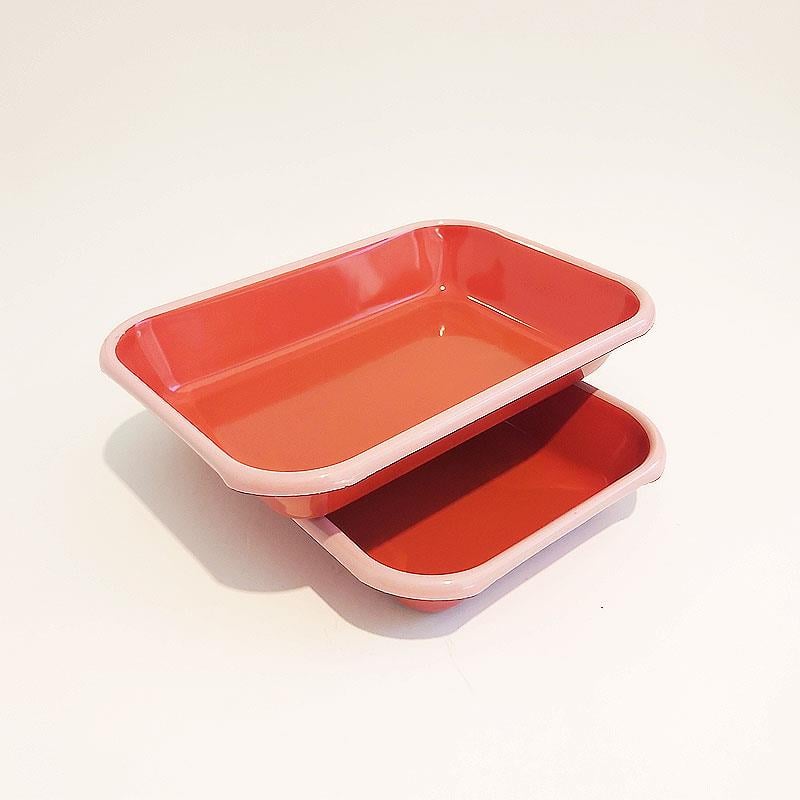 Emaye 22x16 cm 2li Meze Tabağı Seti Kiremit - K. Pembe