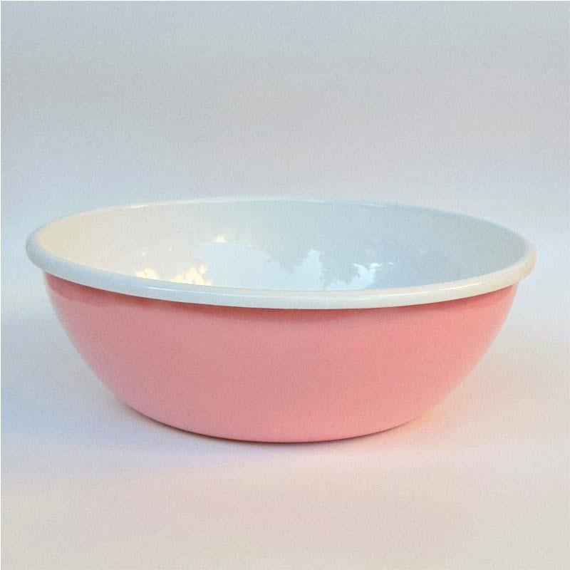 Emayra Emaye Kase 32 cm | Pembe Kordon Beyaz