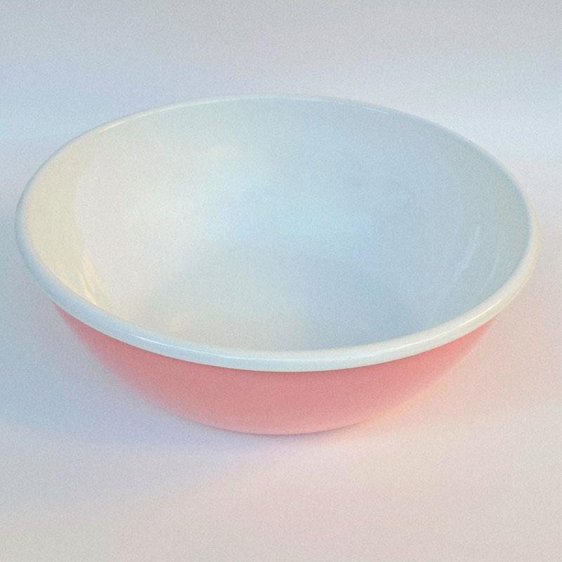 Emayra Emaye Kase 32 cm | Pembe Kordon Beyaz