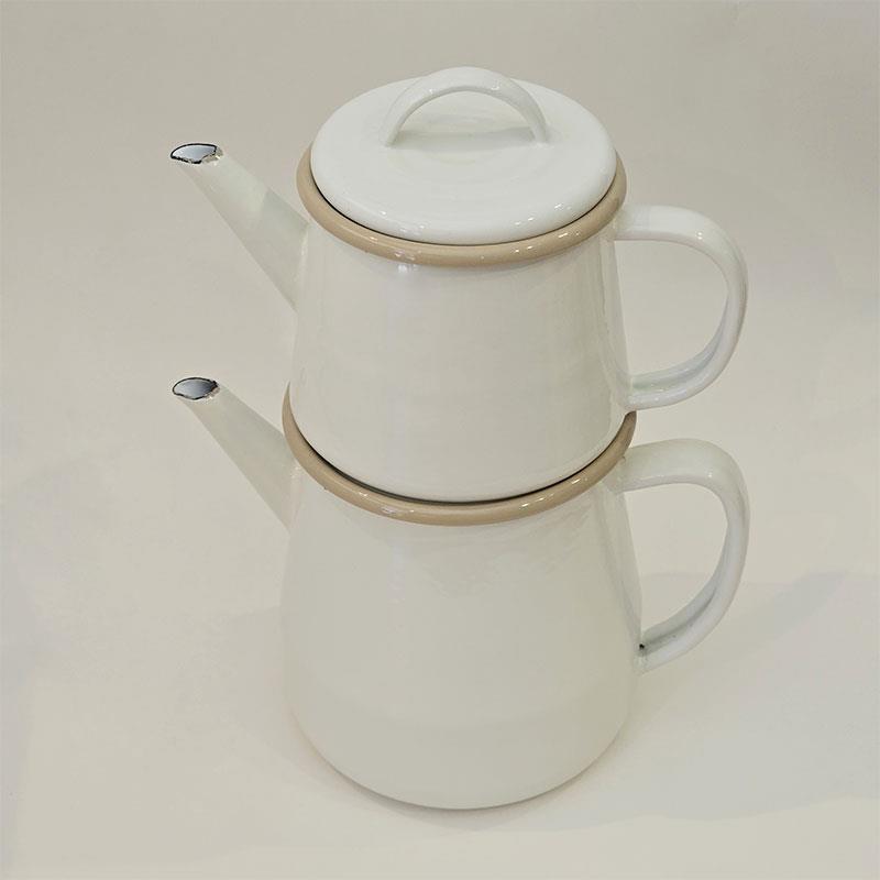 Emaye Çaydanlık Krem
