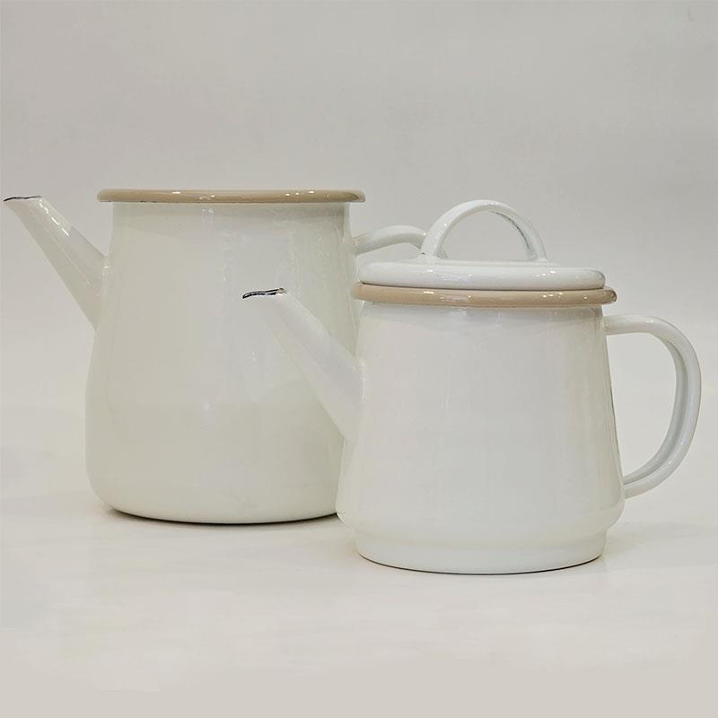 Emaye Çaydanlık Krem