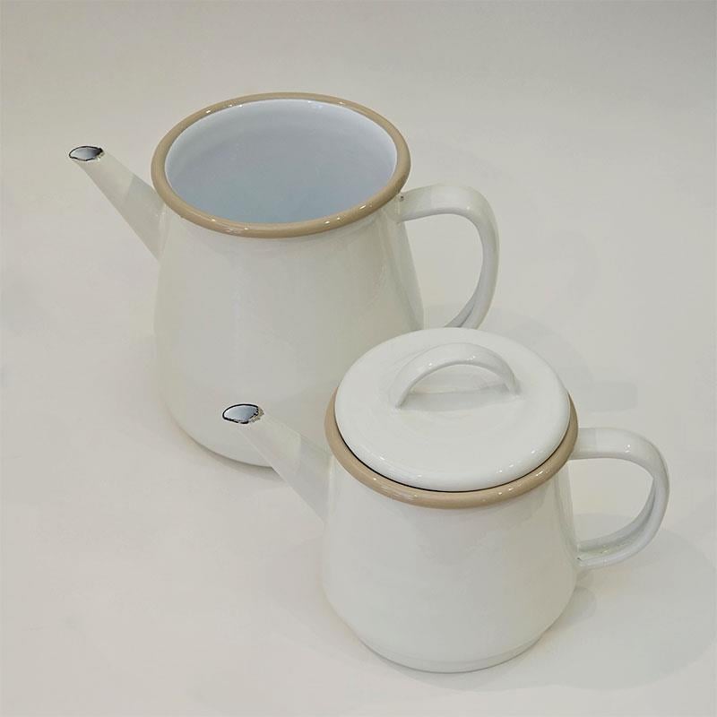 Emaye Çaydanlık Krem