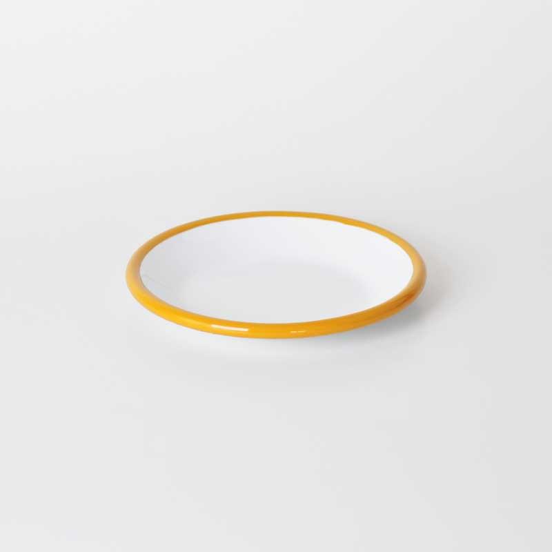 Emayra Emaye Tabak 12 cm | Beyaz Kordon Altın Sarı