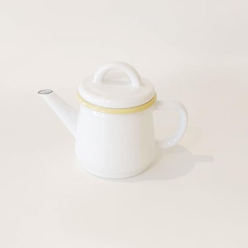 Emaye Demlik Beyaz Kordon Sarı 500 ml