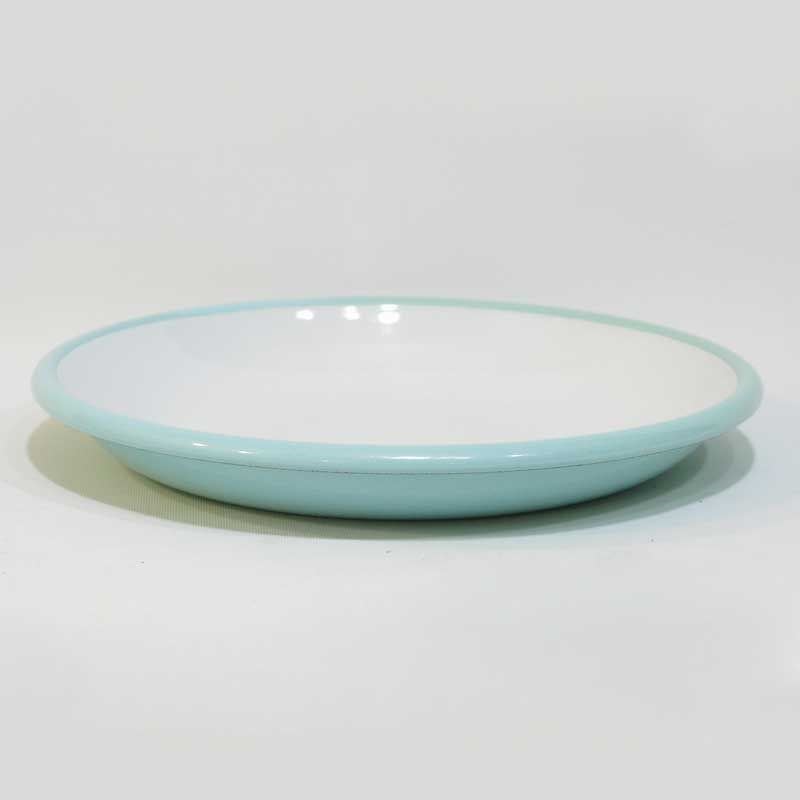 Emaye Derin Düz Tabak 25 cm Mint Mavi